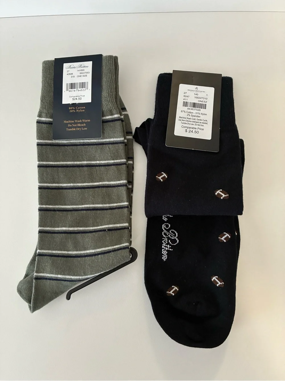 Brooks Brothers Men's Dress Socks in Black and Olive Stripe _Get both pairs